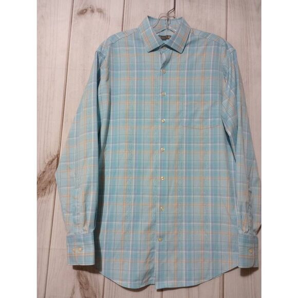 Peter Millar Shirt Men's Medium Blue Summer Comfort Button Front Long Sleeve - Picture 1 of 9